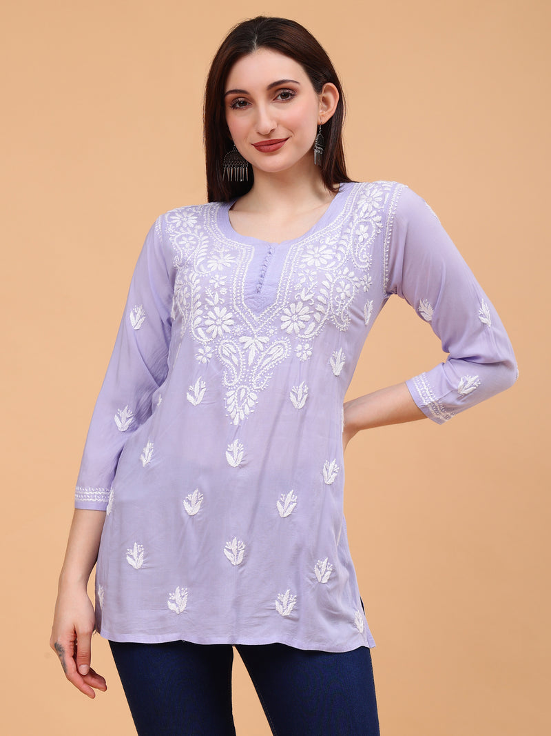 Aiza Modal Short Kurti- Lavender