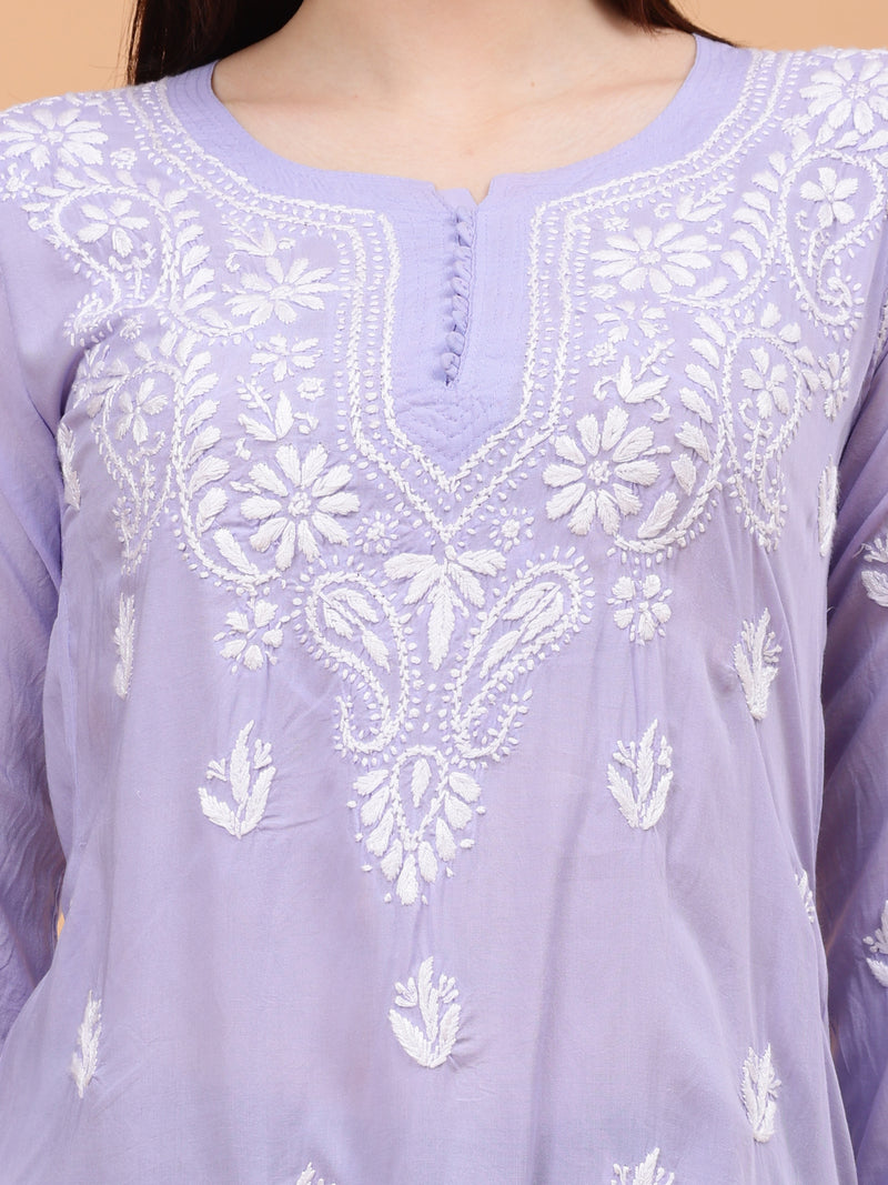 Aiza Modal Short Kurti- Lavender