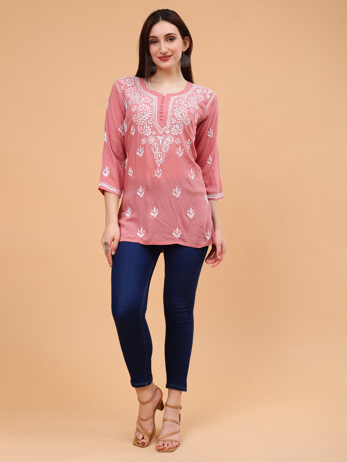 Aiza Modal Short Kurti- Pink