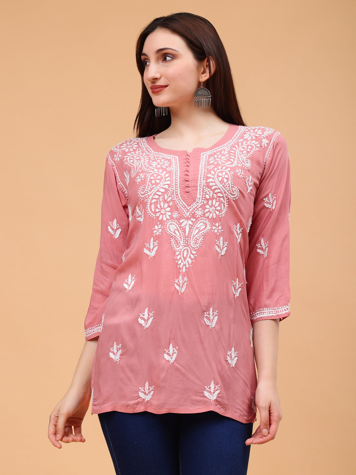 Aiza Modal Short Kurti- Pink