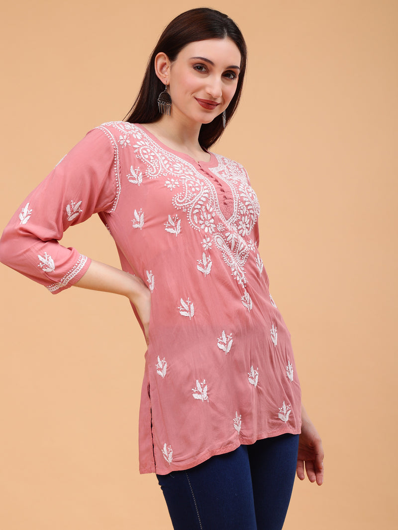 Aiza Modal Short Kurti- Pink