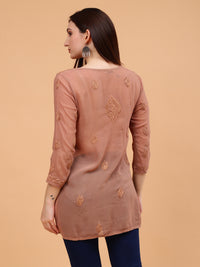 Anika Viscose Short Kurti- Brown