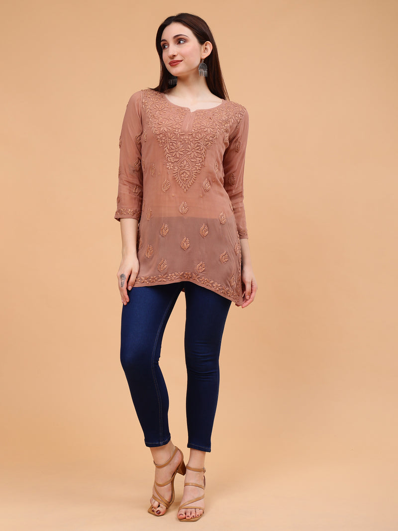 Anika Viscose Short Kurti- Brown