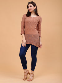 Anika Viscose Short Kurti- Brown