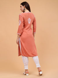 Raina Rayon Cotton Kurti- Rust