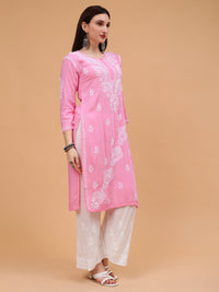 Raina Rayon Cotton Kurti- Pink