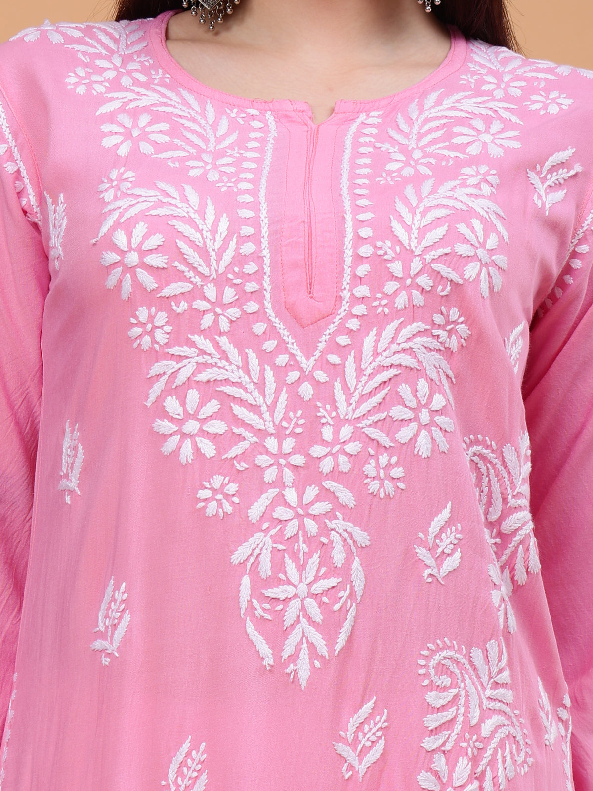 Raina Rayon Cotton Kurti- Pink