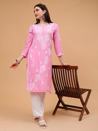 Raina Rayon Cotton Kurti- Pink