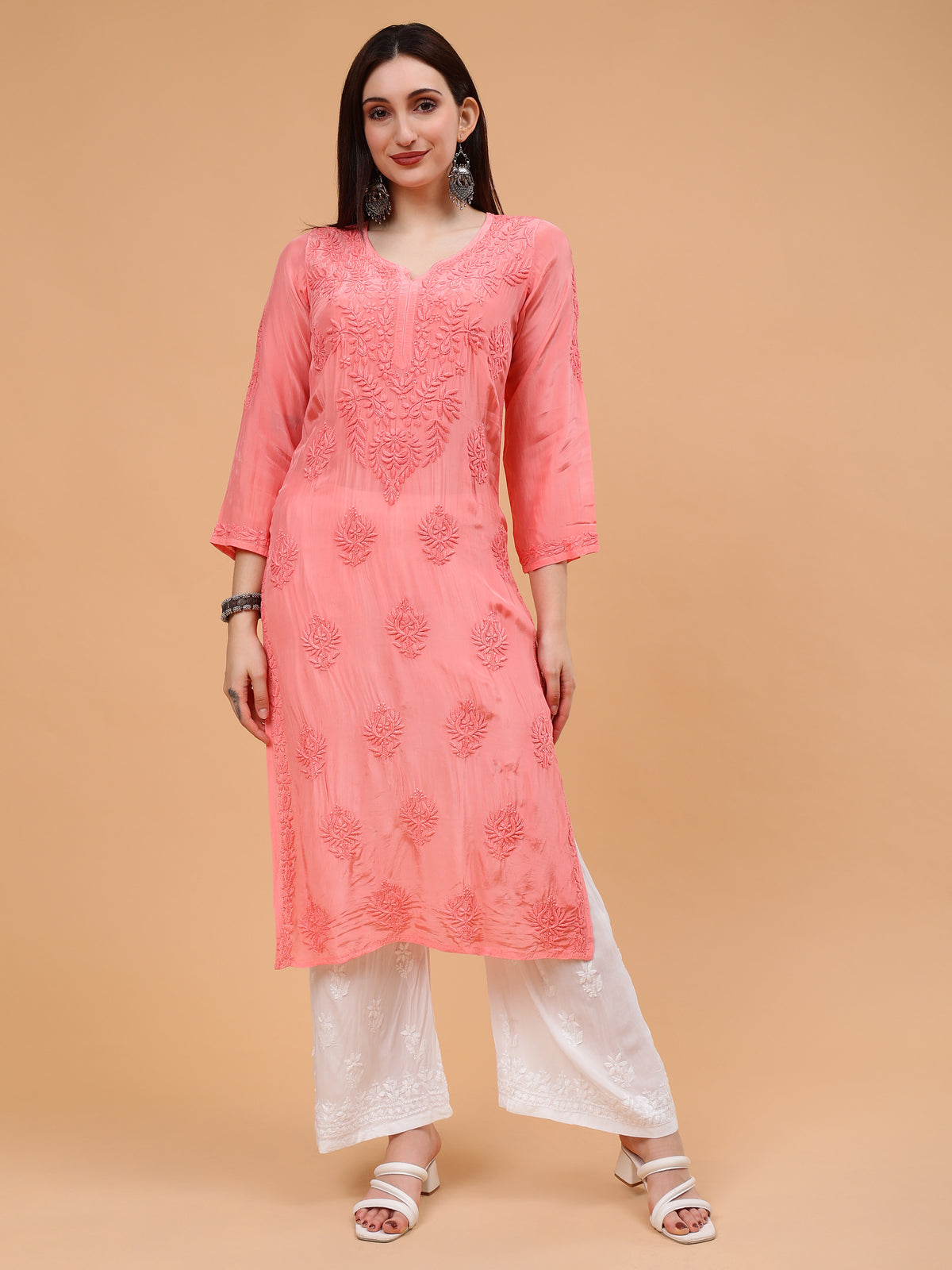 Inayat Crepe Kurti- Pink