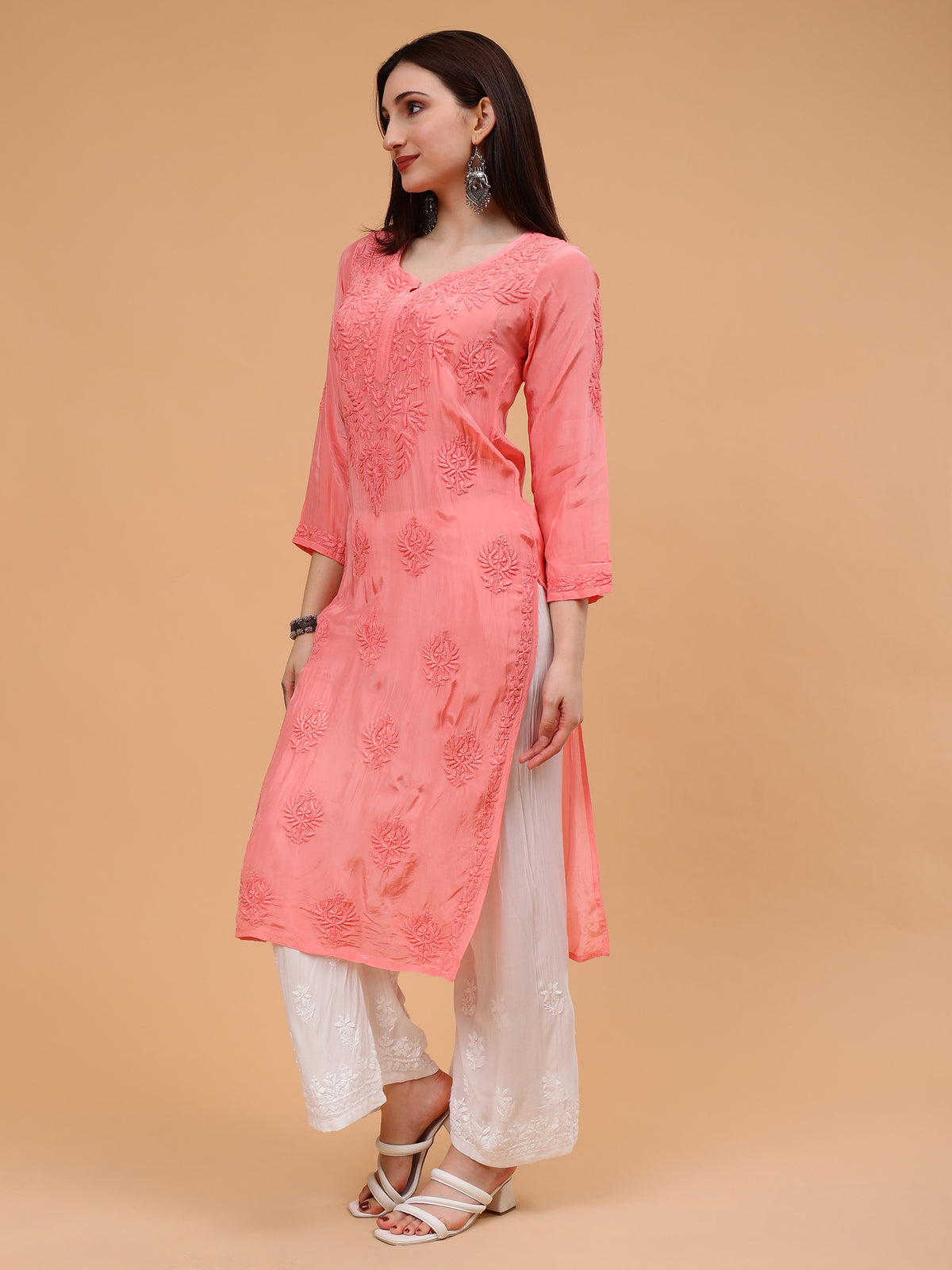 Inayat Crepe Kurti- Pink