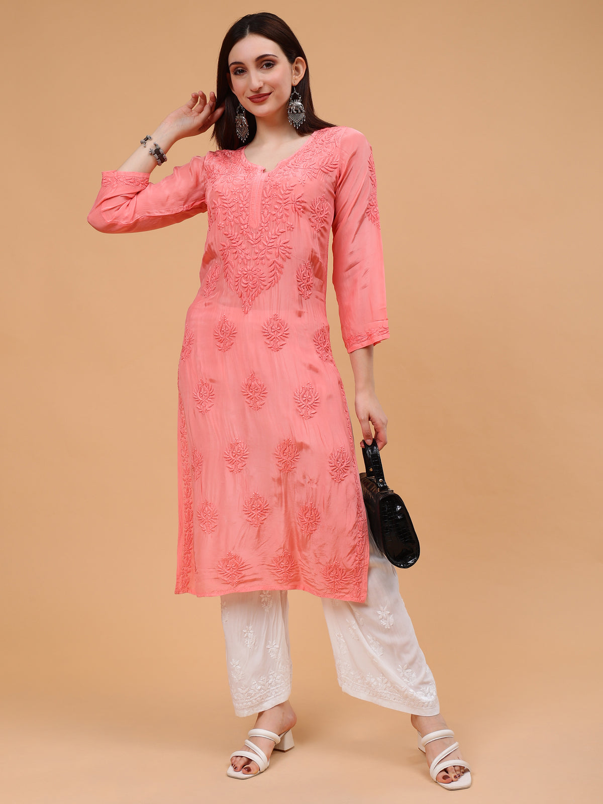 Inayat Crepe Kurti- Pink