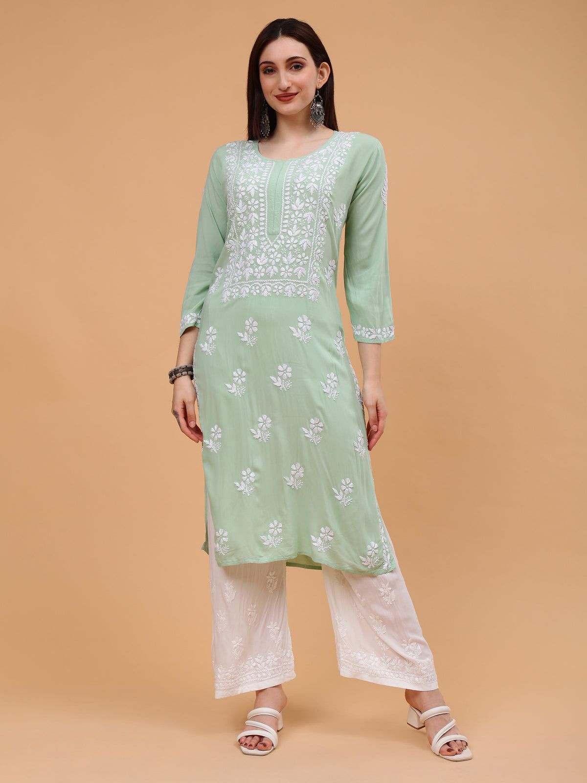 Seher Rayon Cotton Kurti- Green