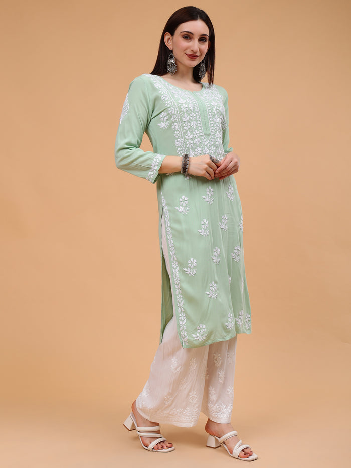 Seher Rayon Cotton Kurti- Green