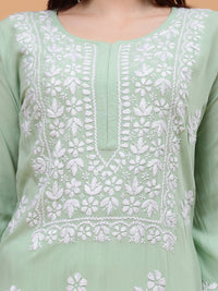 Seher Rayon Cotton Kurti- Green