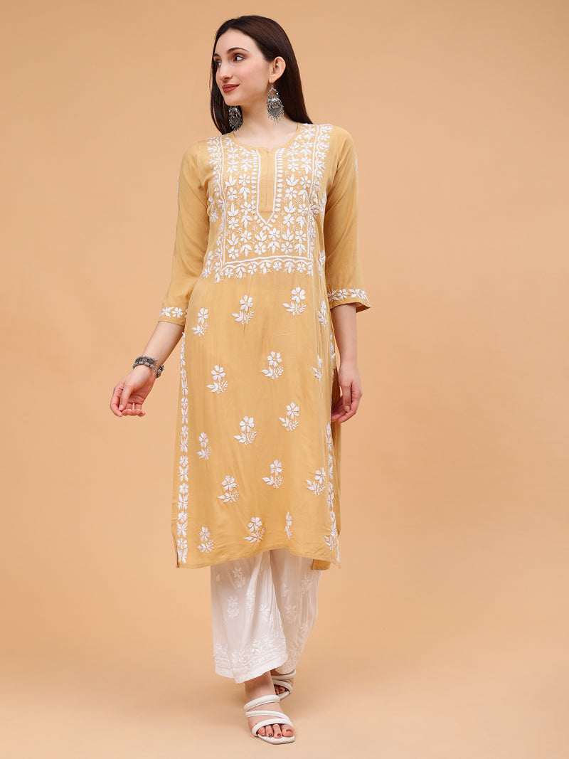 Seher Rayon Cotton Kurti- Mustard