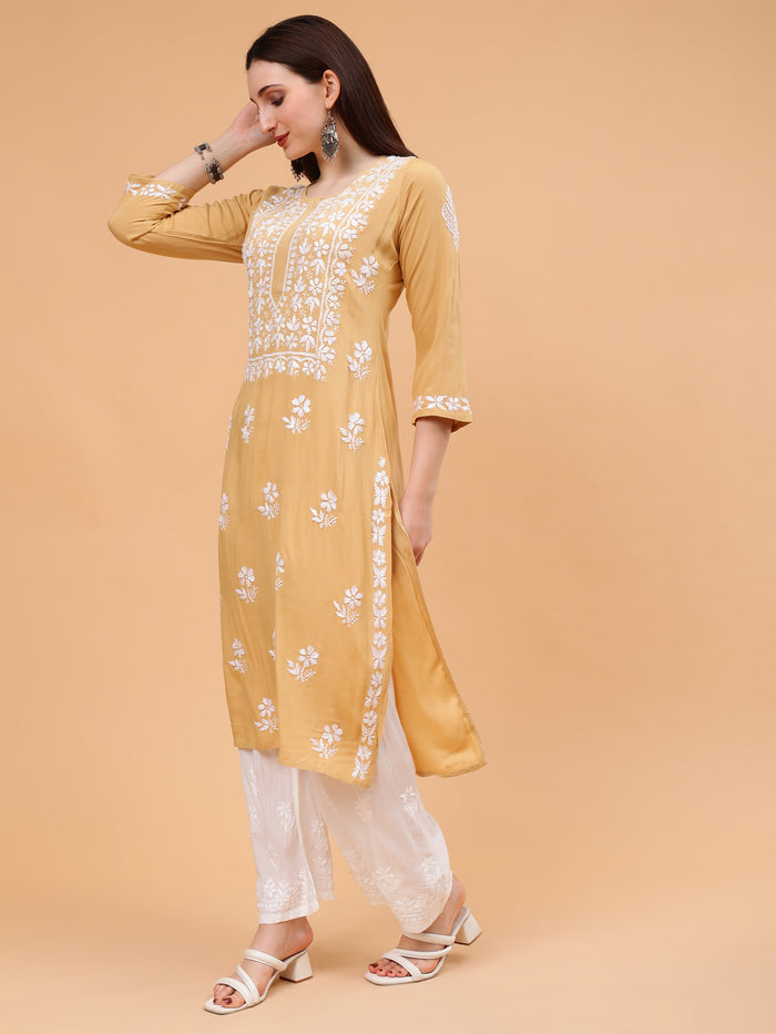 Seher Rayon Cotton Kurti- Mustard