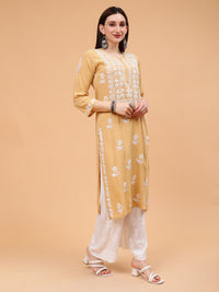 Seher Rayon Cotton Kurti- Mustard