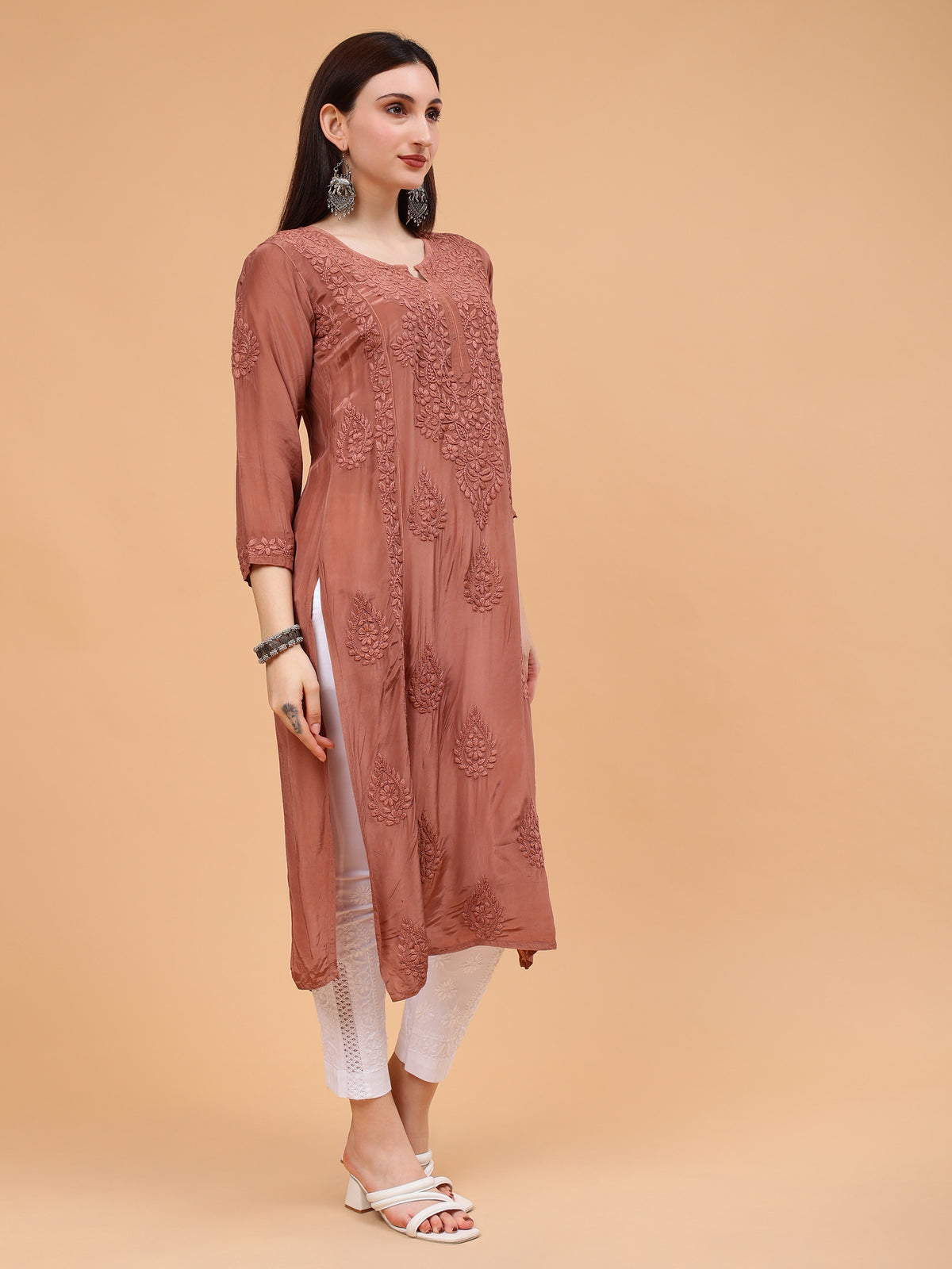 Inayat Crepe Kurti- Brown