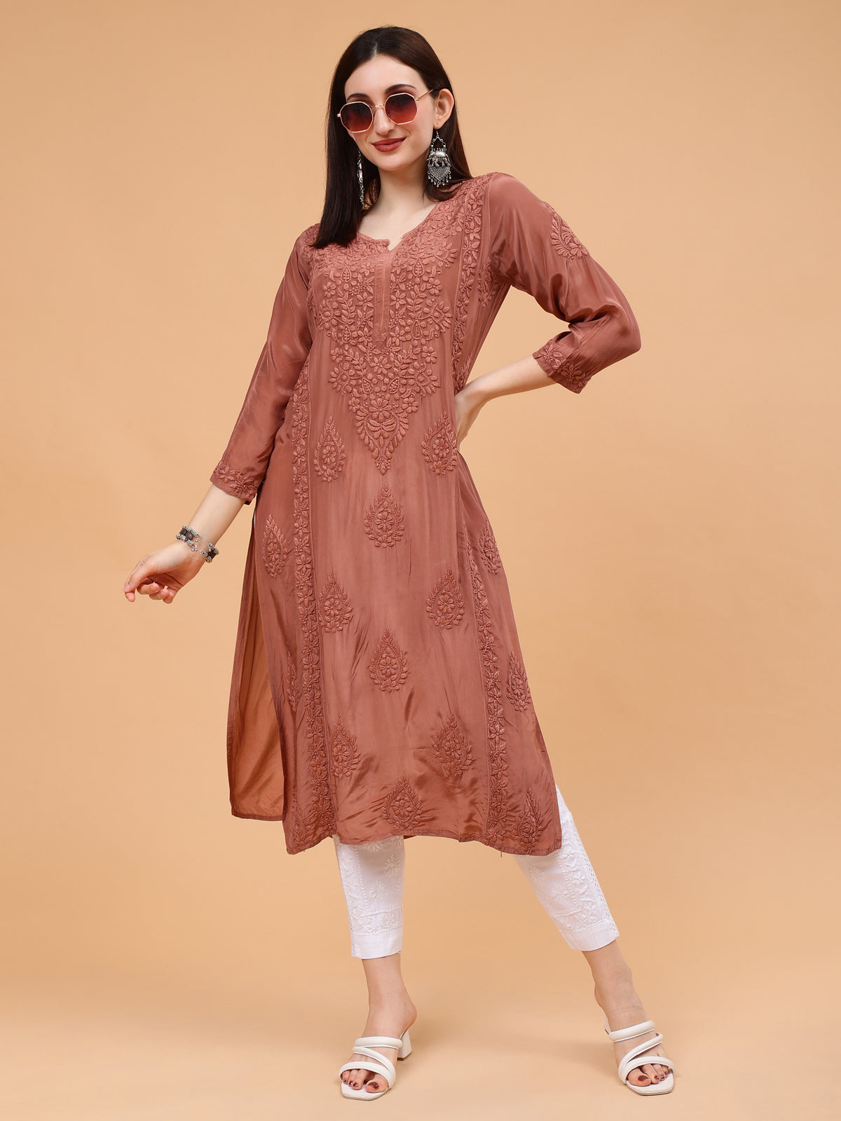 Inayat Crepe Kurti- Brown