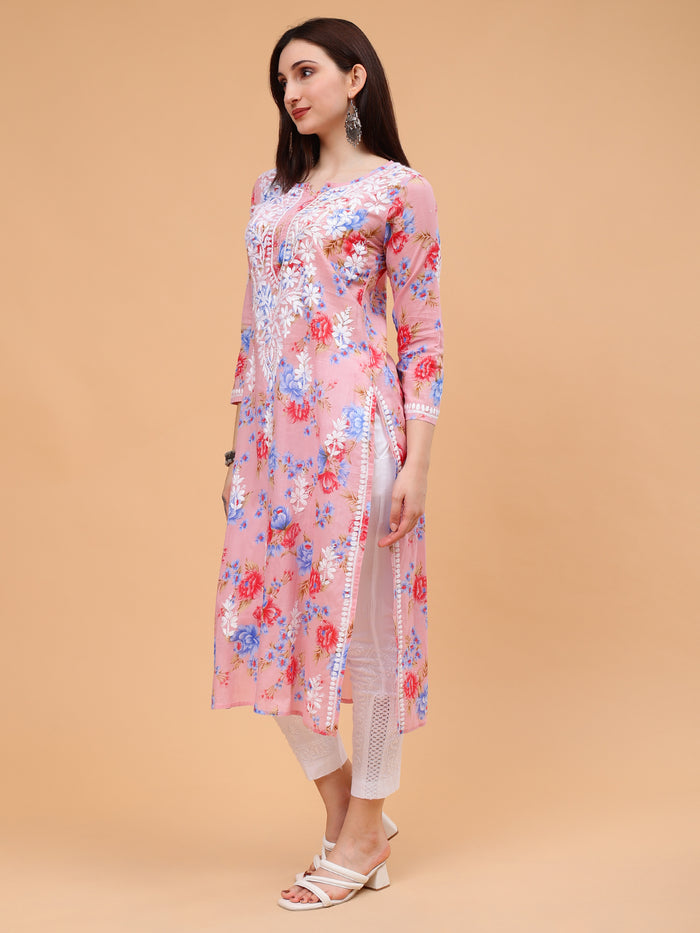 Sara Mulcotton Printed Kurti- Pink