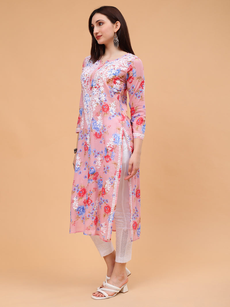 Sara Mulcotton Printed Kurti- Pink