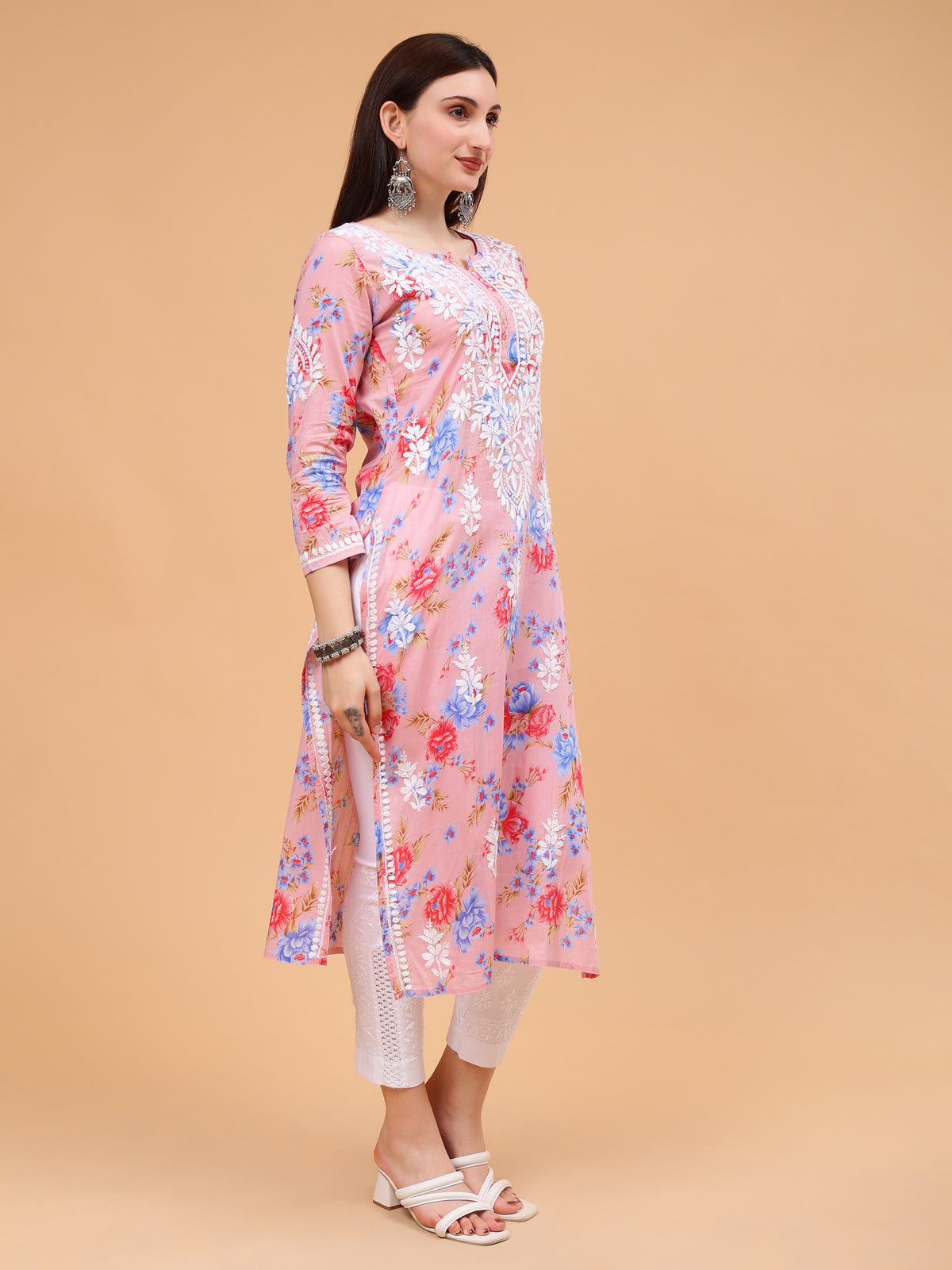 Sara Mulcotton Printed Kurti- Pink