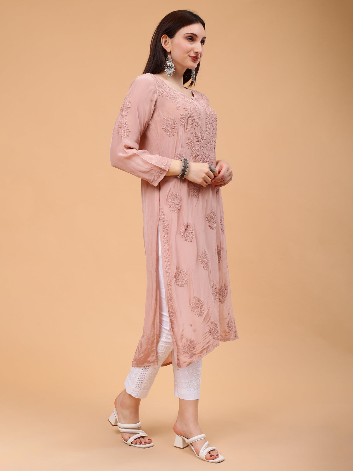 Inayat Crepe Kurti- Beige