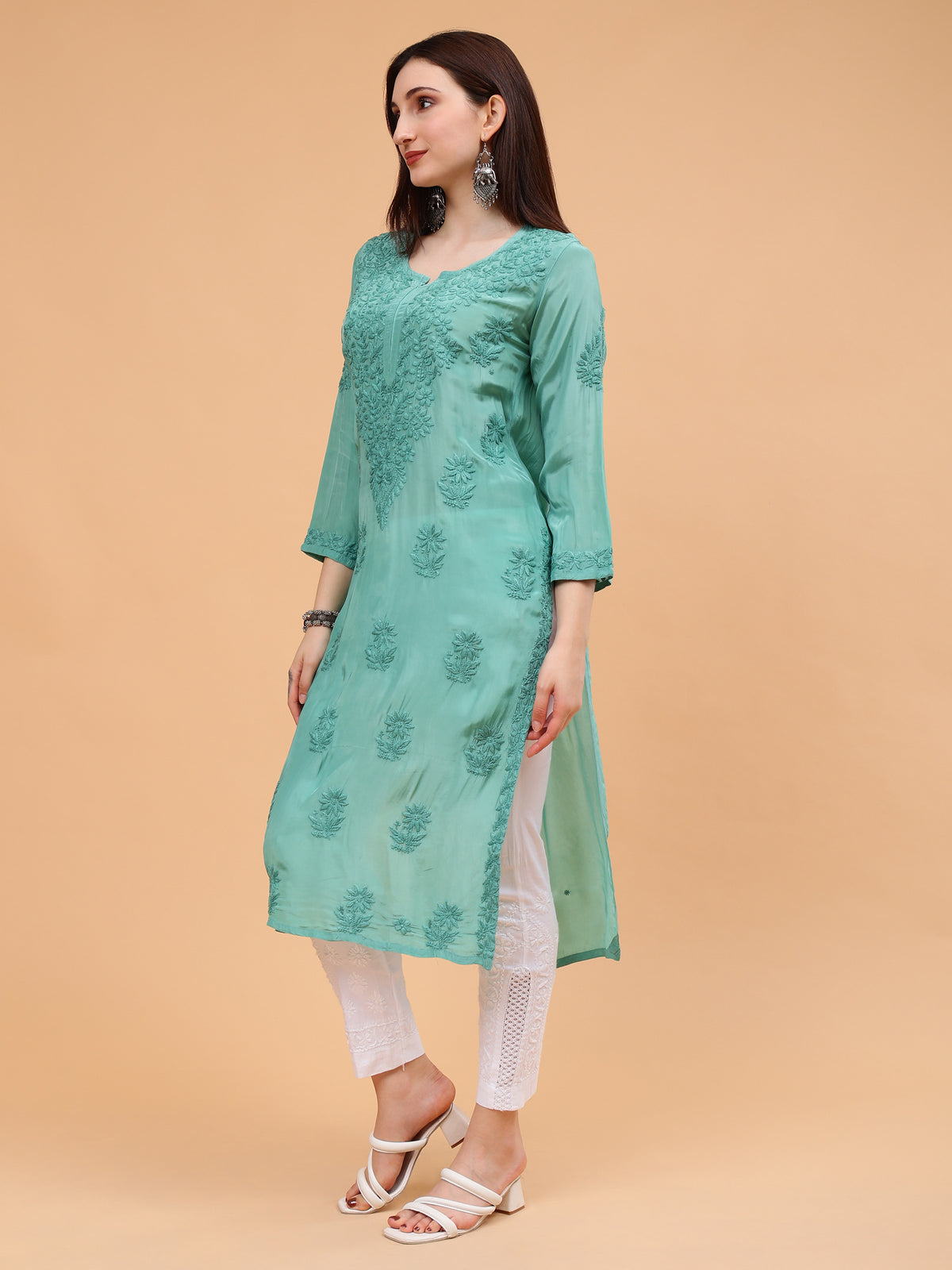 Inayat Crepe Kurti- Green