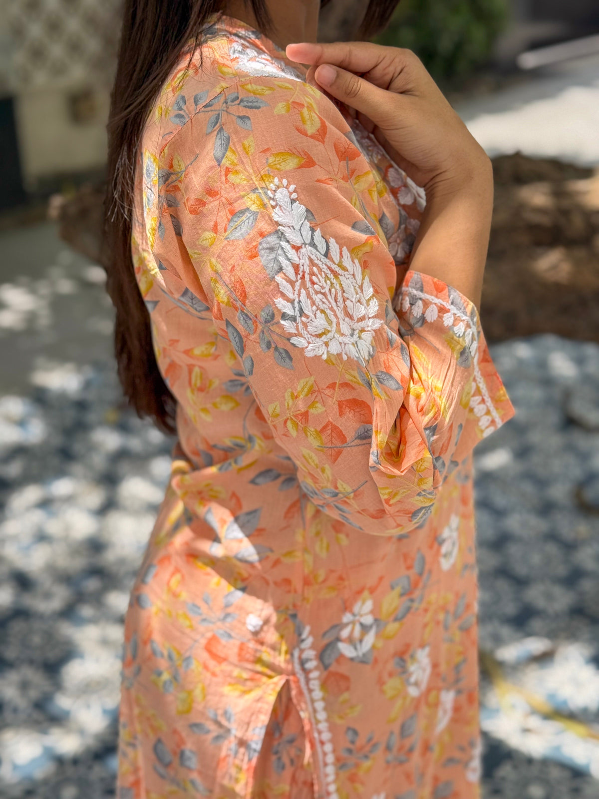 Niya Mulmul Cotton Printed Set- Peach