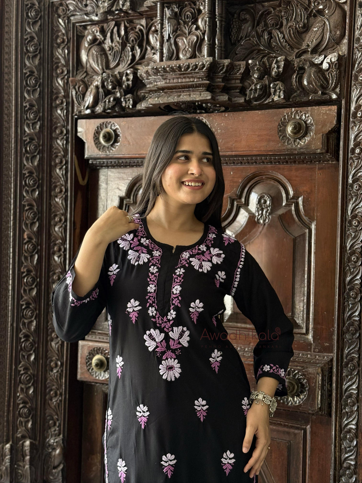 Aaira Rayon Multi Thread Kurti- Purple