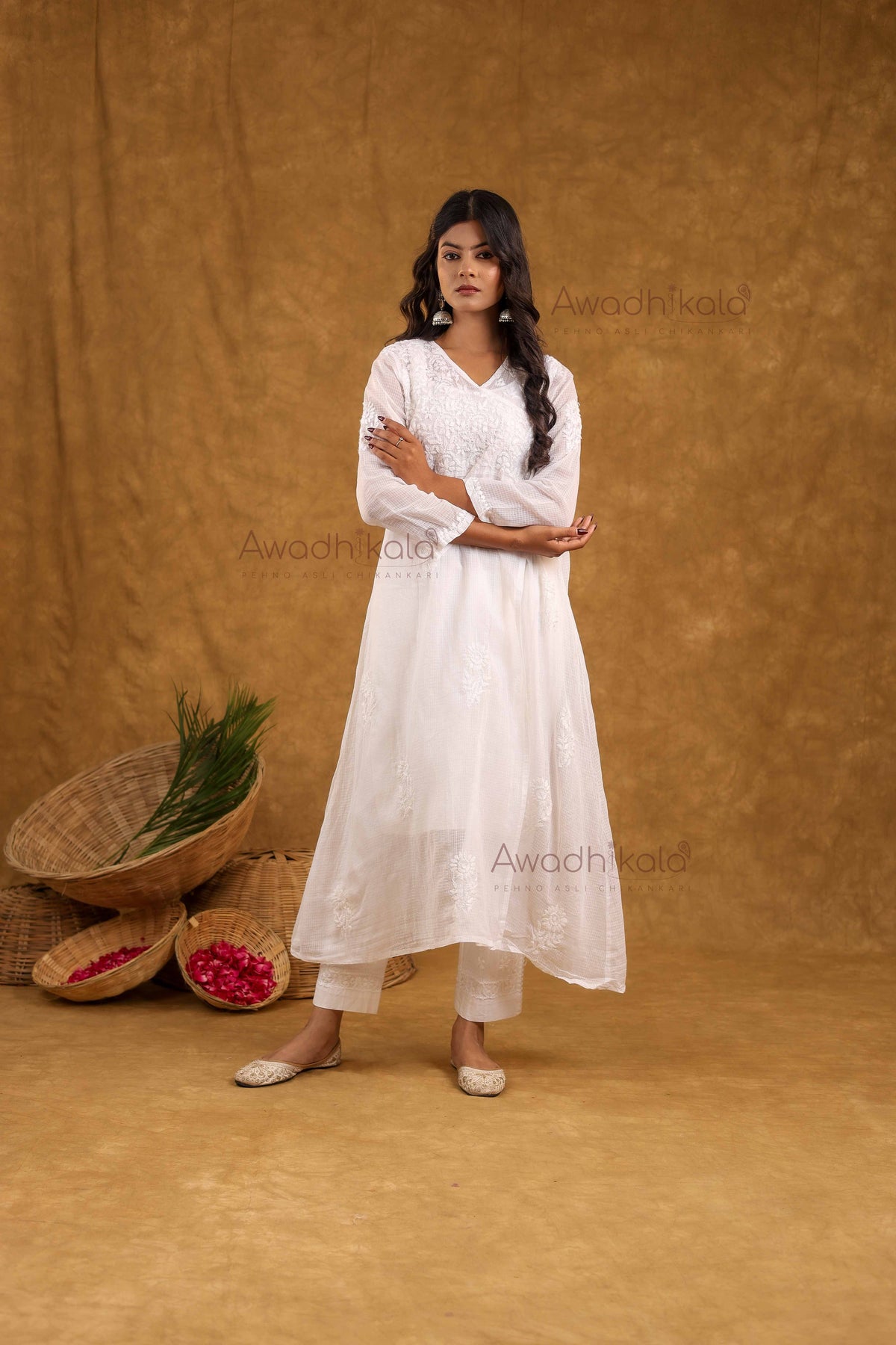 Anira Kota Angrakha Style Kurti- White
