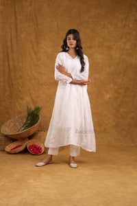 Anira Kota Angrakha Style Kurti- White