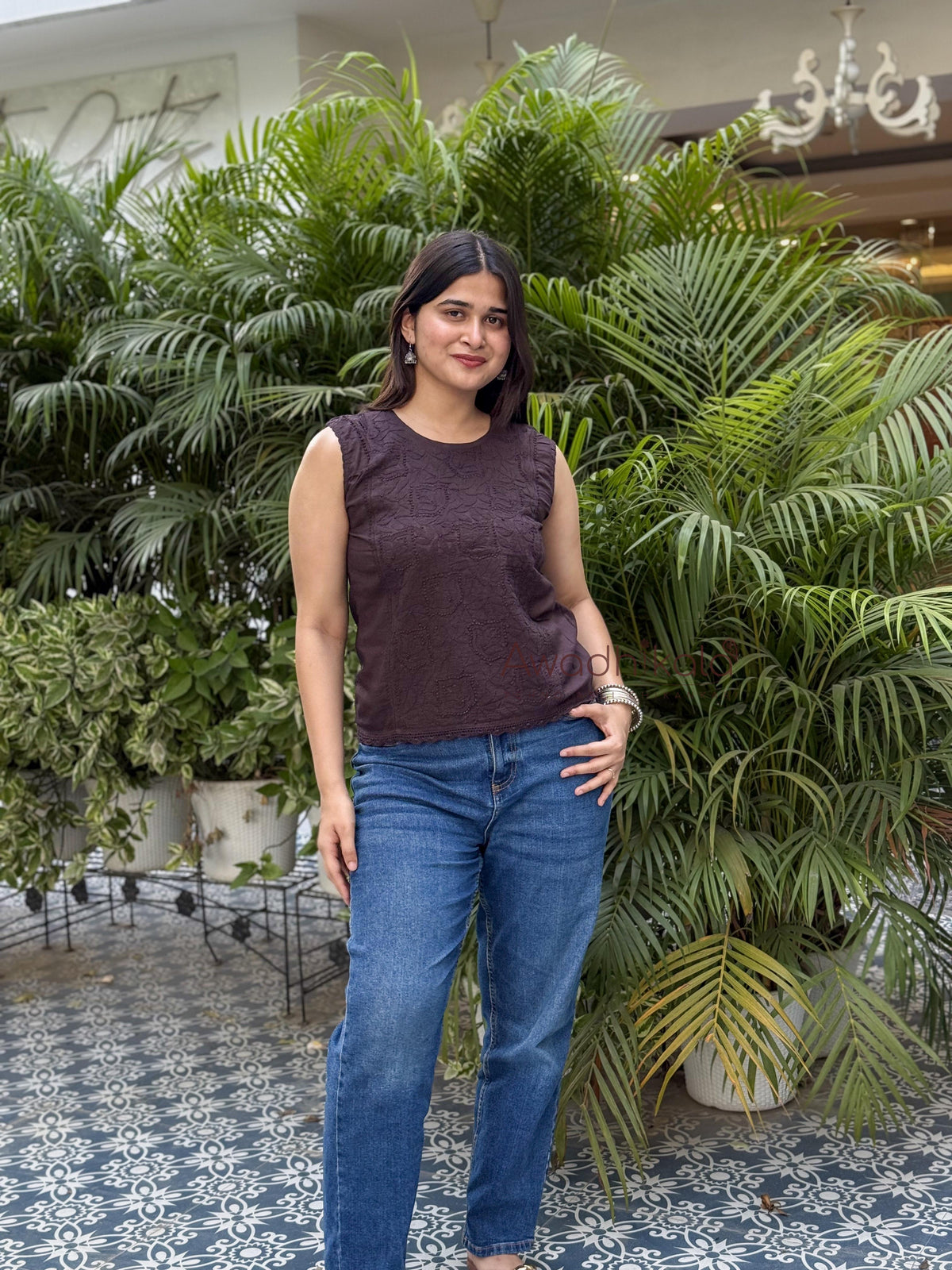 Ditya Cotton Short Top- Brown