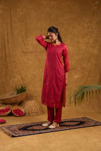 Tarini Chanderi Cotton Set- Maroon