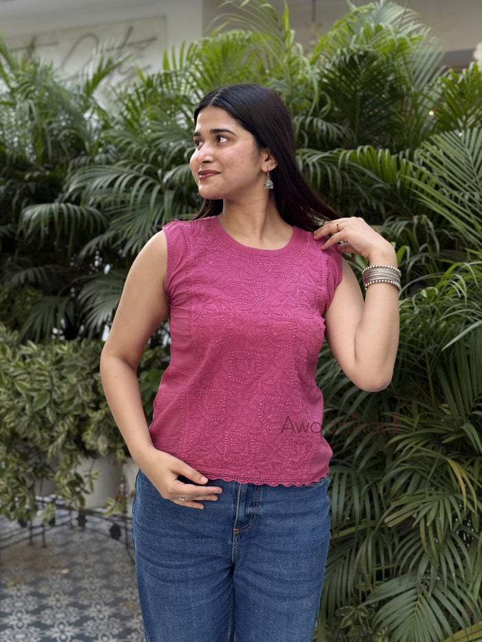 Ditya Cotton Short Top- Berry Pink