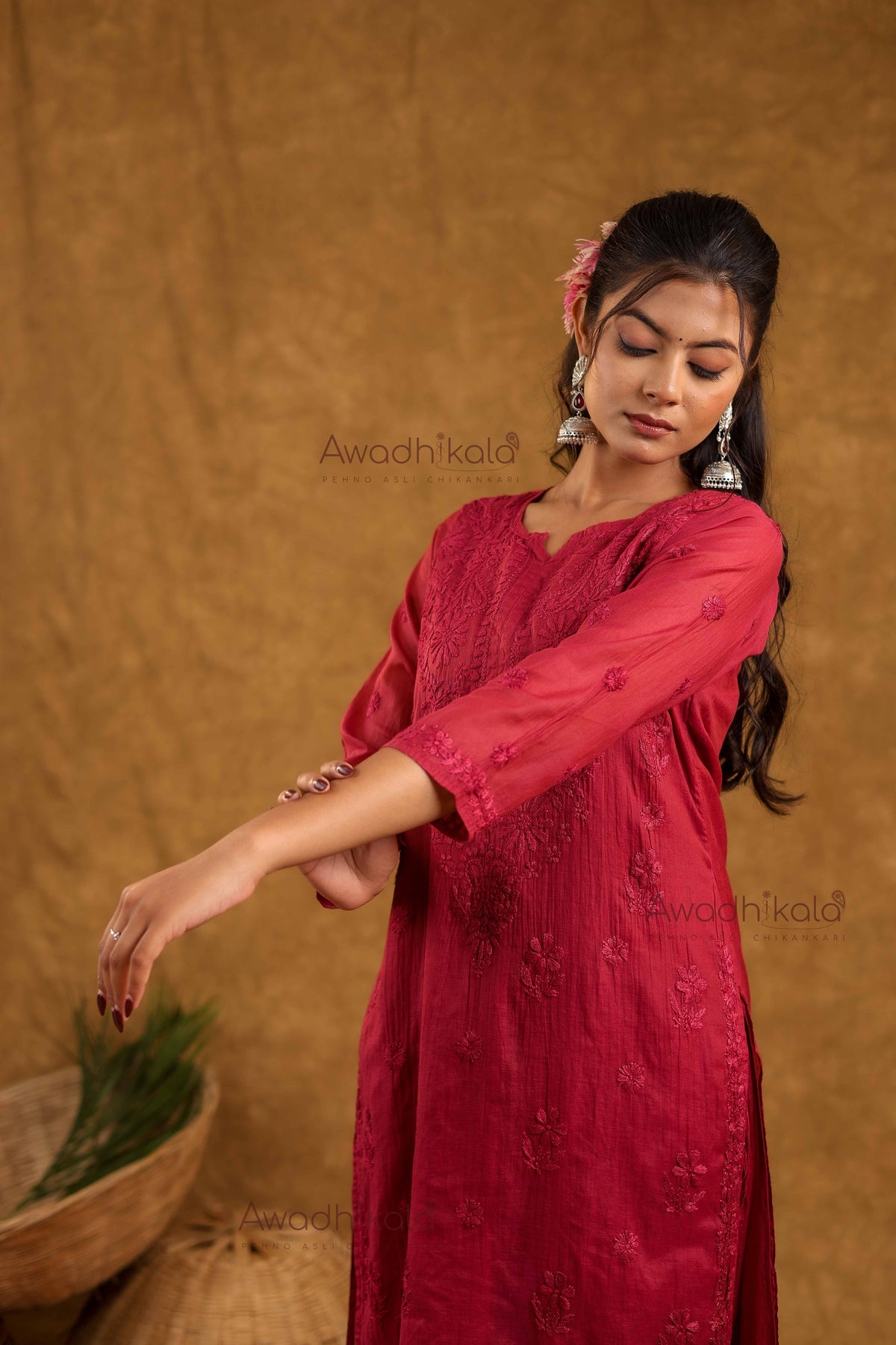 Tarini Chanderi Cotton Set- Maroon