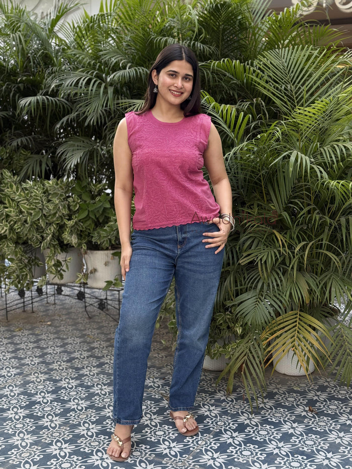 Ditya Cotton Short Top- Berry Pink