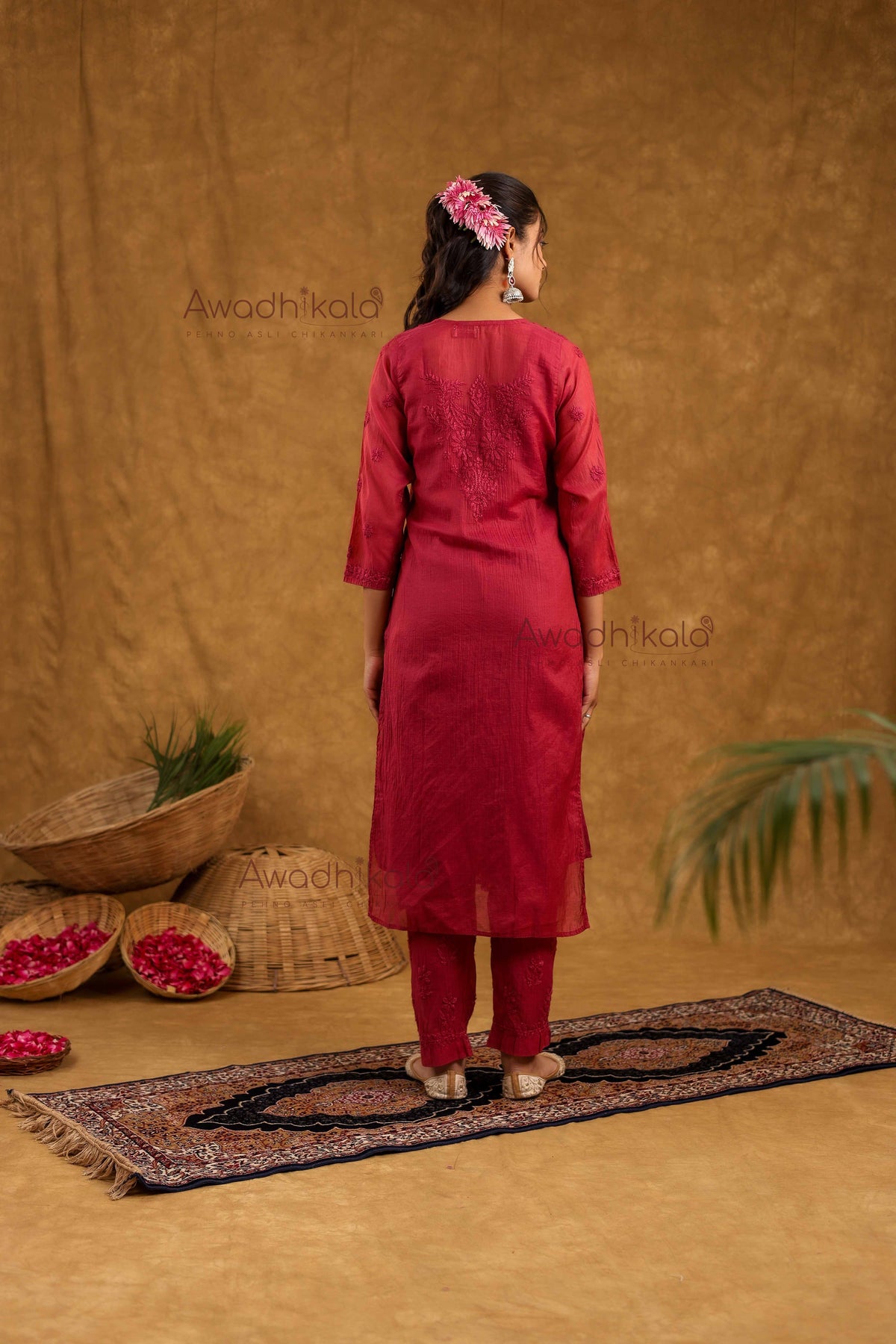 Tarini Chanderi Cotton Set- Maroon