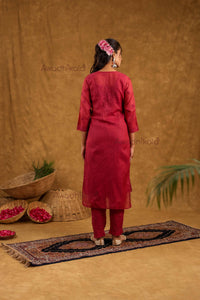Tarini Chanderi Cotton Set- Maroon