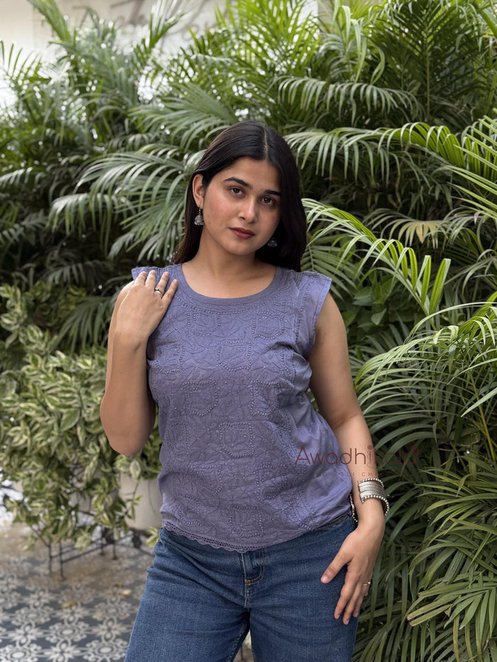 Ditya Cotton Short Top- Grey