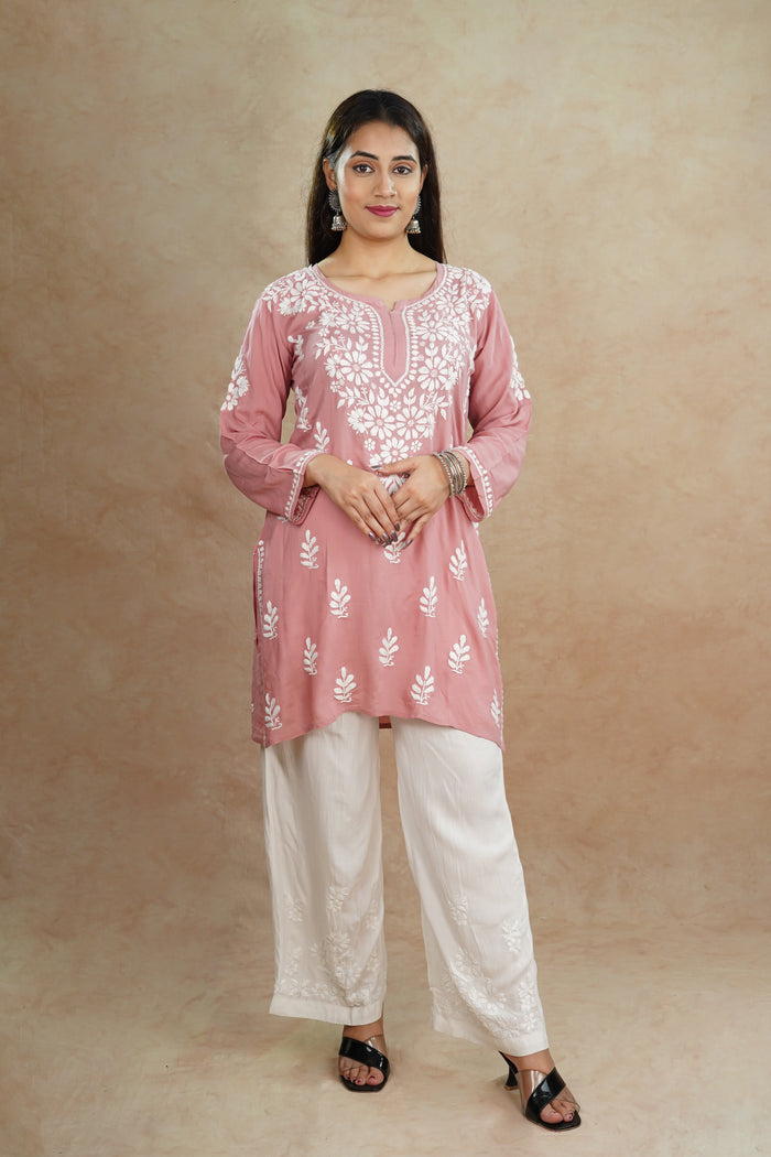 Aashvi Pure Modal Short Kurti- Rose Pink