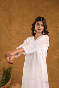 Anira Kota Angrakha Style Kurti- White