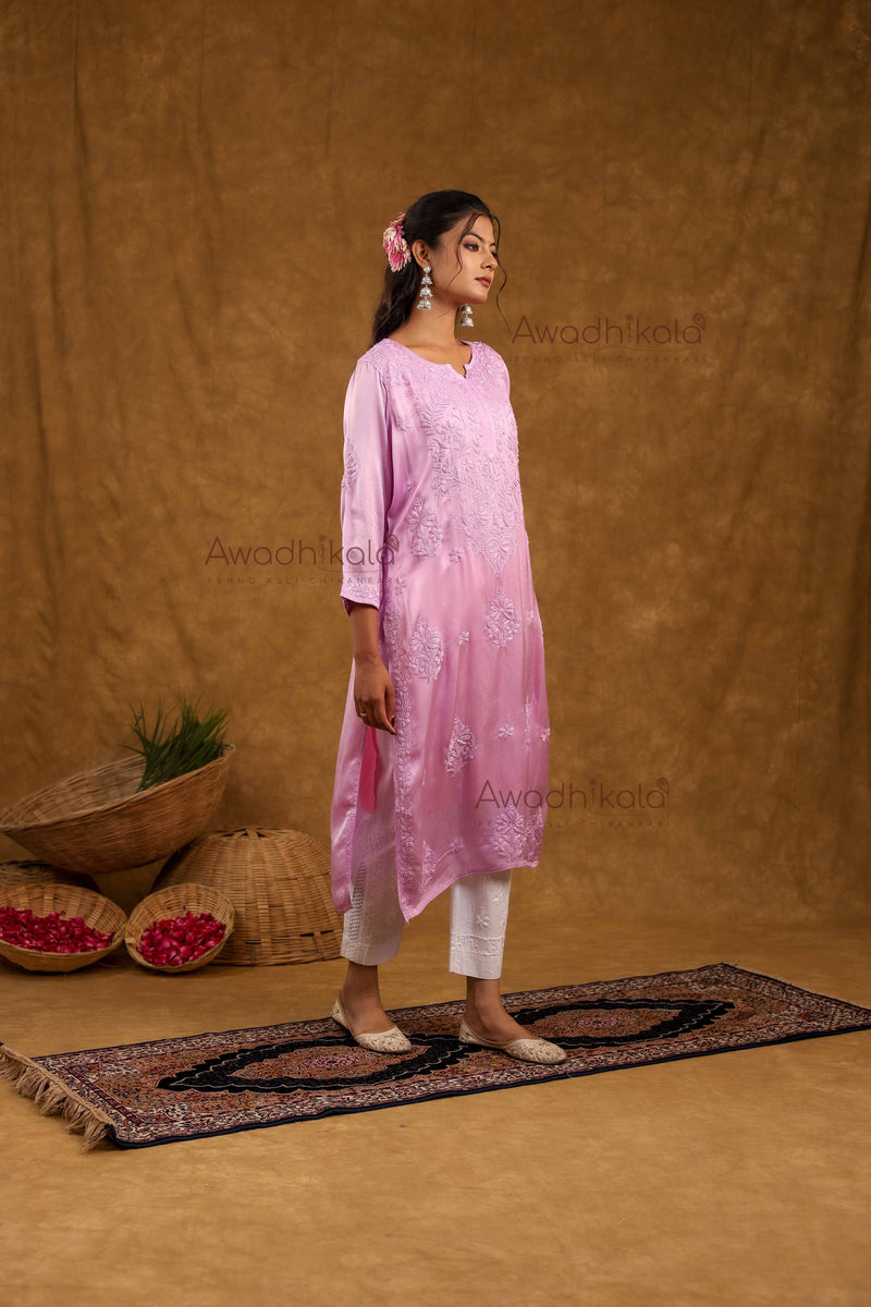 Inayat Modal Satin Kurti- Lavendar