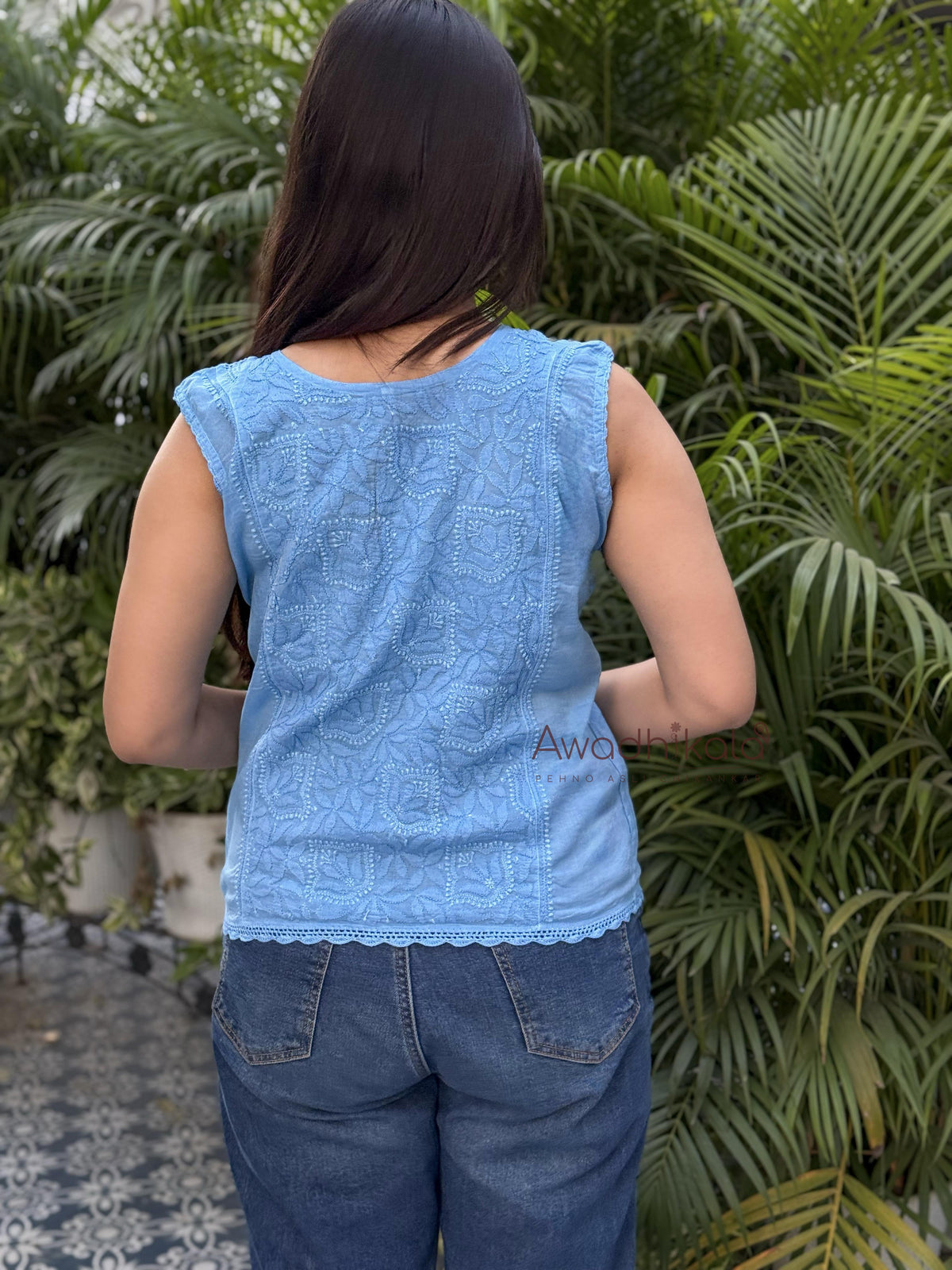 Ditya Cotton Short Top- Blue