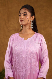Inayat Modal Satin Kurti- Lavendar