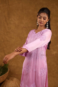 Inayat Modal Satin Kurti- Lavendar