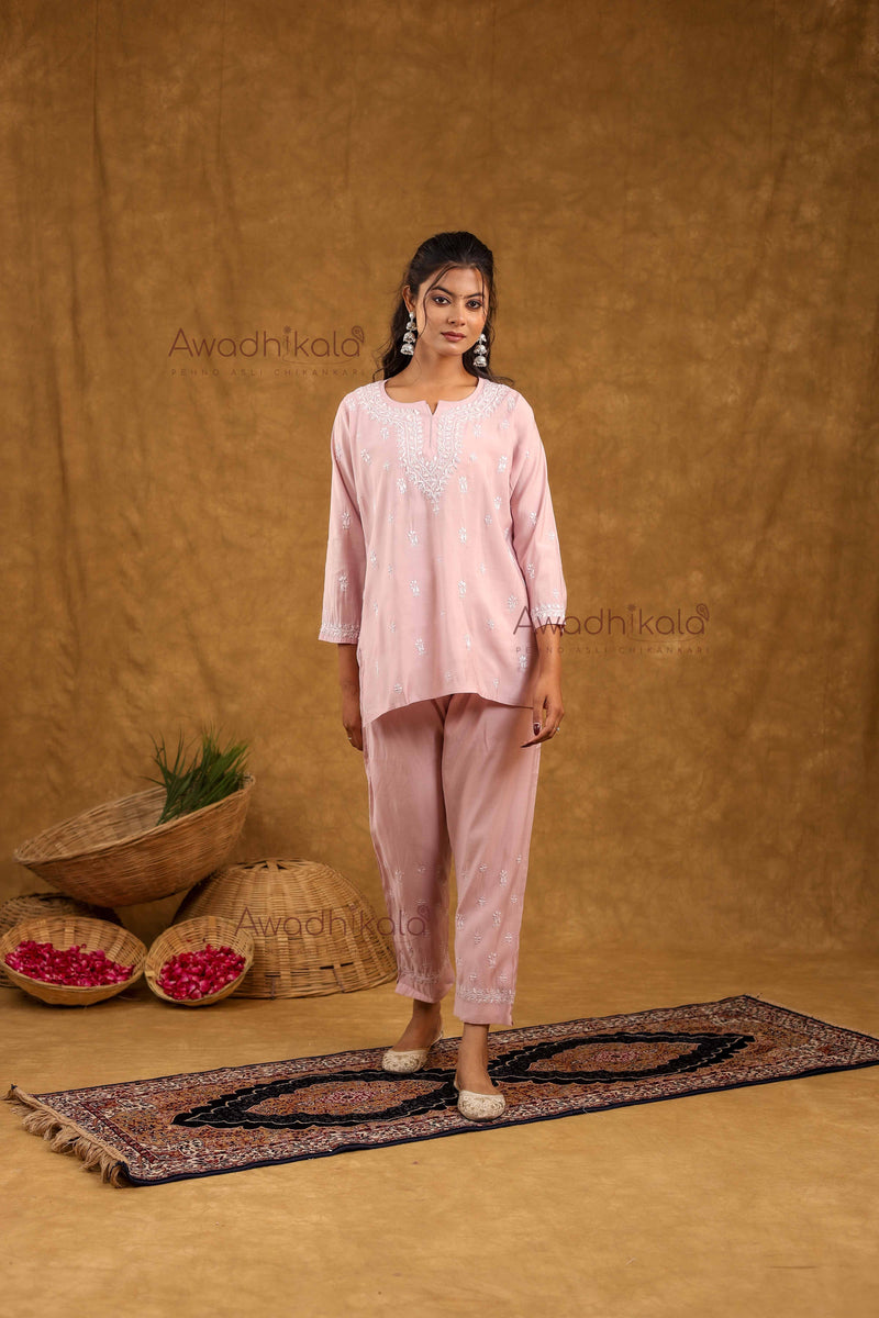 Ira Chanderi Co-Ord Set- Pink