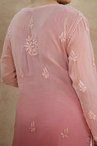 Ruhi Viscose Georgette Kurti- Rose Pink