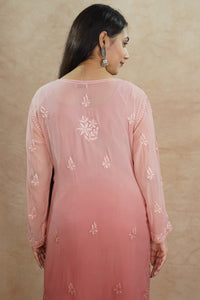 Ruhi Viscose Georgette Kurti- Rose Pink