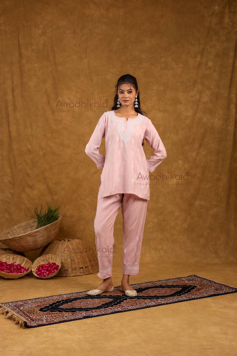 Ira Chanderi Co-Ord Set- Pink